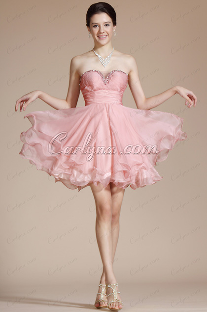 2014Neu Pink Süß Trägerlos Süß Herz Gefaltet Oben Cocktailkleid/Brautjungferkleid