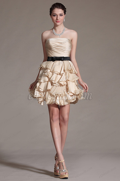 Adoral Strapless Multiple Layers Party Dress Cocktail Dress