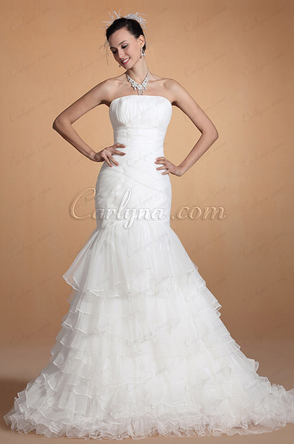 2014 Novedad Hermoso Sin tirantes sirena Vestido de Boda