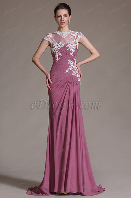 Sleeves Lace Long Mother of the Bride Dress