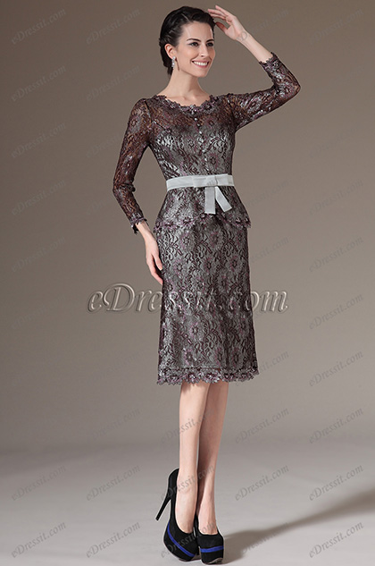 Overlace Round Neckline Bowknot Mother of the Bride Dress