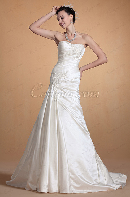 2014 New Graceful Sweetheart Lace Decorated Mermaid Wedding Gown