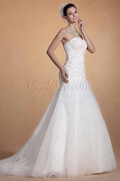 2014 Novedad Hermoso sin tirantes Corazon Vestido de Boda