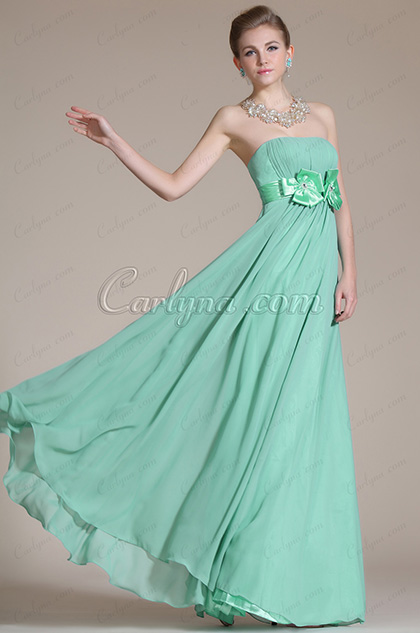 Simple Elegant Strapless Satin Waistband Bridesmaid Dress