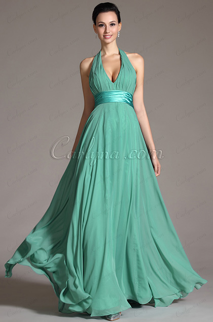 Gorgeous Deep Halter Sexy V cut Evening Gown