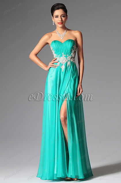 Green Sweetheart Lace Evening Dress Formal Dress