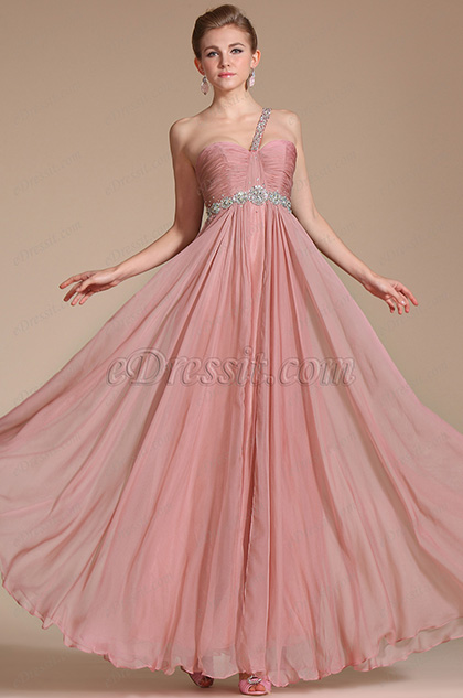 One Shoulder Beadings Evening Dress/Bridesmaid Dress