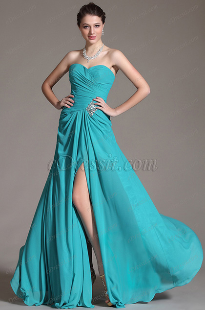 Charming Sweetheart Neckline High Slit Evening Dress Prom Gown