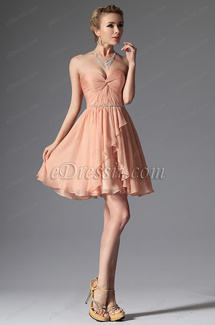 Orange Sweetheart Cocktail Dress Bridesmaid Dress