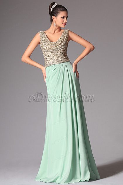 Cowl Neckline Evening Dress