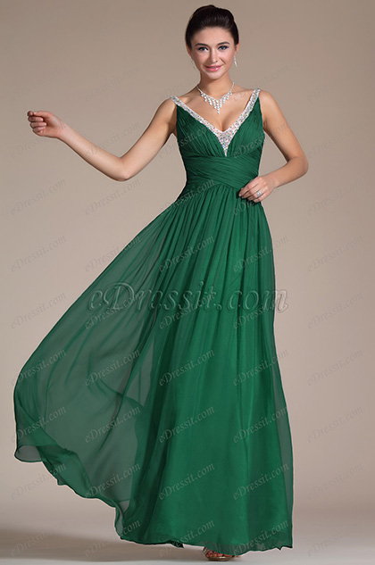 Turqoise Sexy V-neck Ruched Evening Dress/Bridesmaid Dress/Formal Gown