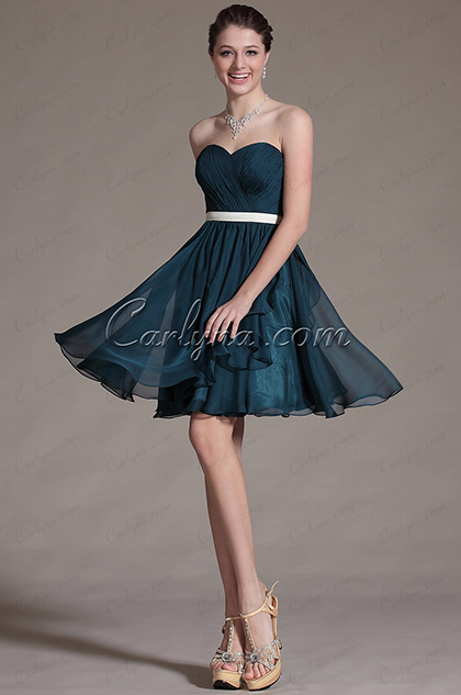 Sweetheart Strapless Pleated Cocktail Dress Bridesmaid Dress