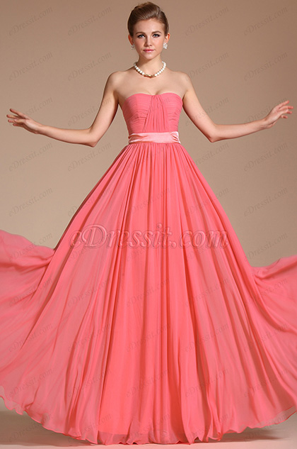 Simple Elegant Strapless Evening Dress Bridesmaid Dress