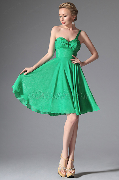 Simple One Shoulder Green Cocktail Dress Party Dress