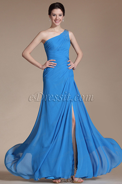 Graceful One shoulder Bridesmaid Dress Evening Dress