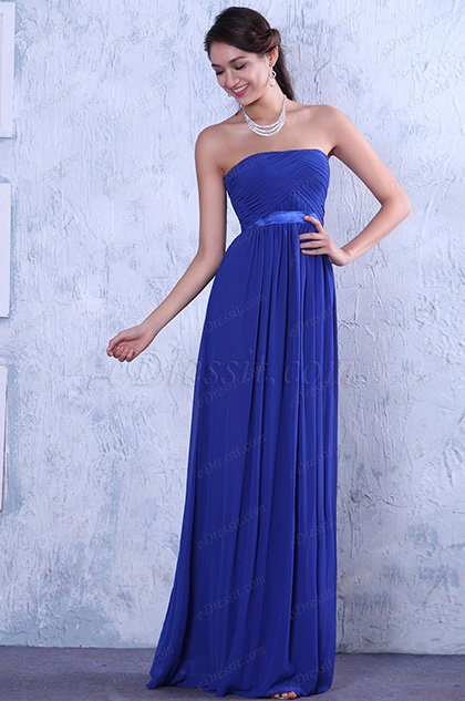 Strapless A-line Pleated Evening Dress Bridesmaid Dress