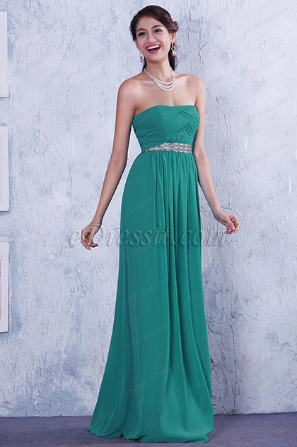 Simple Strapless A-line Evening Dress Bridesmaid Dress