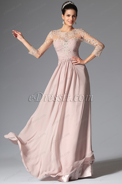 Hüpsche Spitze Lang Ärmeln Abendkleid Formal Gown