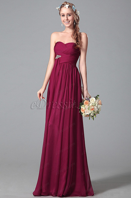 Flattering Strapless Bridesmaid Dress With Flowing Sash