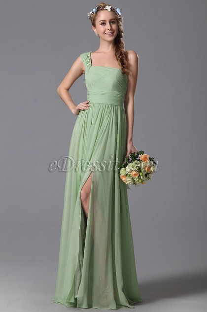 One Shoulder Slit Bridesmaid Dress Evening Dress