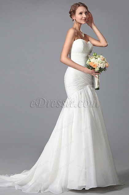 Simple Sweetheart Neck Wedding Dress Bridal Gown (01150407) - eDressit