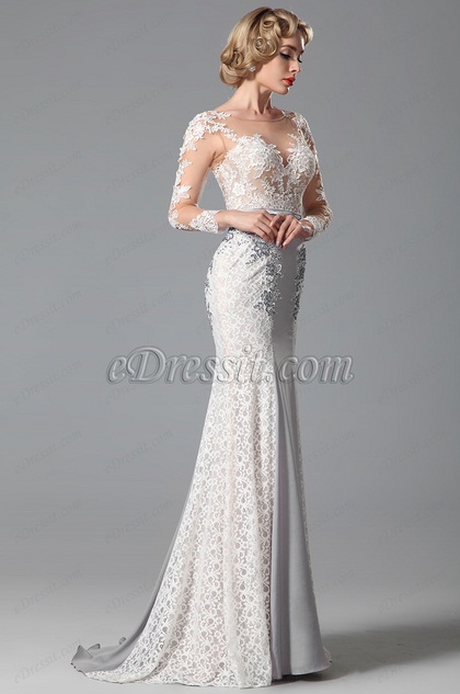 Applique Long Sleeves Evening Dress Formal Gown