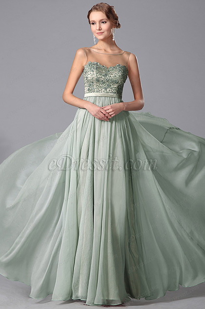 Stunning Sleeveless Beaded Embroidery Prom Gown Evening Dress