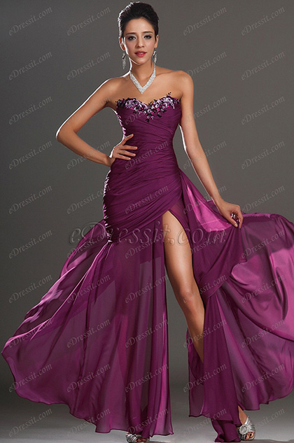 Formal Purple Strapless Evening Dress