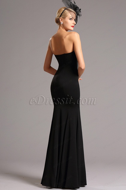 Vestido Formal Simple Negro Sin Tirante Vintage Vestido Formal Simple Negro Sin Tirante Vintage