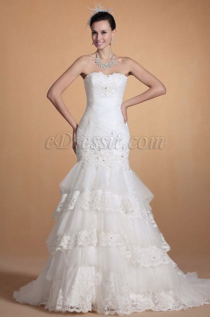 Fabulous Sweetheart Beadings Mermaid Wedding Gown