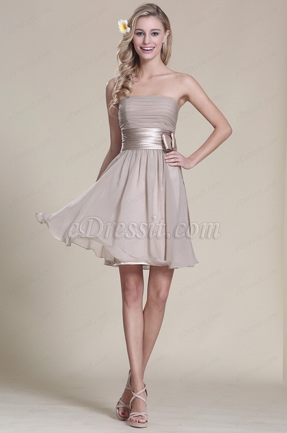 Strapless Grey Party Dress Bridesmaid Dress