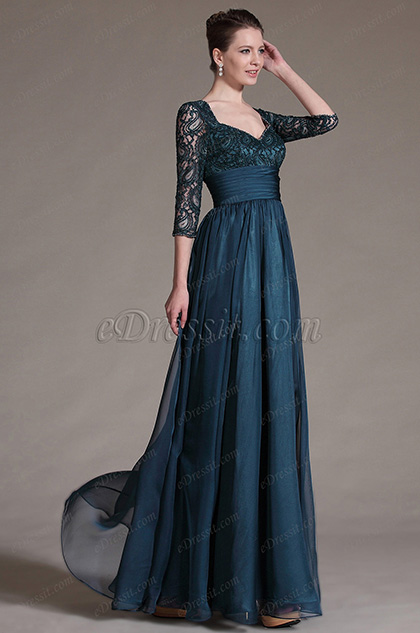 Stylish Overlace Sleeves Mother of the Bride Dress