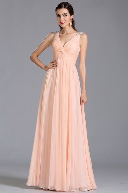 peach colour party dresses Peach Bridesmaid Chiffon Dress, Long Greek Style Wedding Party Gown with Draped Bodice