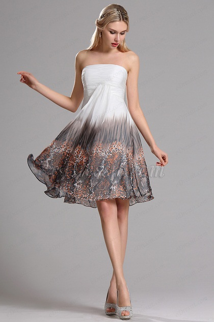 Strapless Floral Cocktail Dress Beach Holiday Party Dress