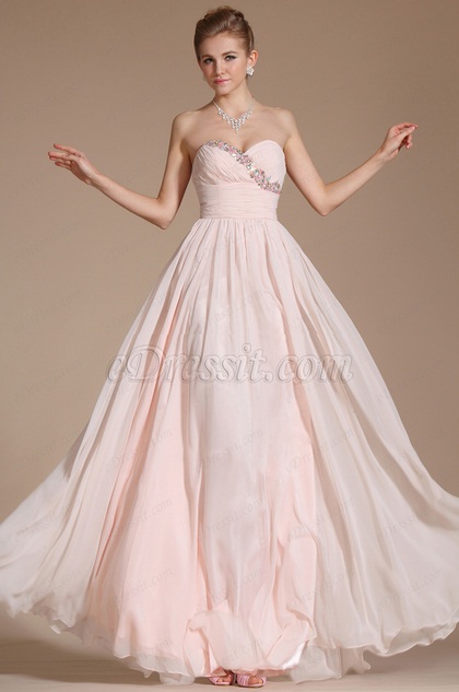 Pink Charming Sweetheart Neckline Evening Dress