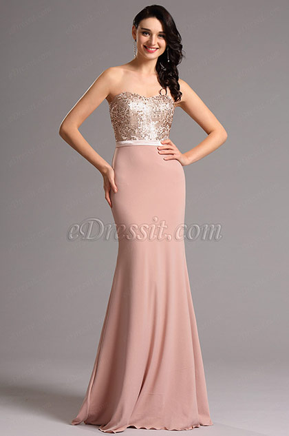 Strapless Sweetheart Pink Bridesmaid Dress Formal Dress