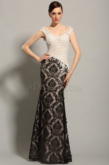 Sleeveless Lace Bodice Evening Gown Formal Dress