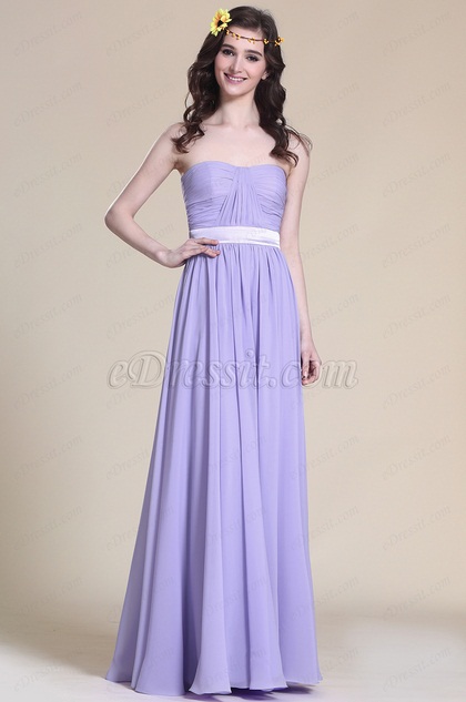 A Line Strapless Lavender Evening Dress Bridesmaid Dress