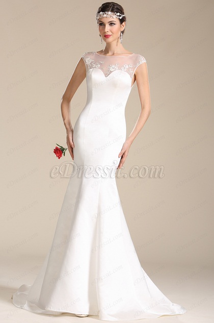 Illusion Sweetheart Neck Embroidery Wedding Gown