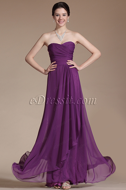 Strapless Sweetheart Purple Bridesmaid Dress Formal Dress