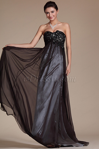 New Elegant Black Evening Dress Formal Gown