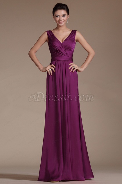 Simple Sexy V-neck Long Evening Dress