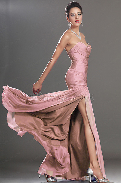 New Stunning High Split Strapless Evening Dress