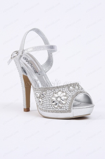 Silver Crystal High Heels