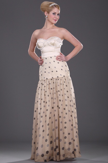 Strapless Sweetheart Polka Dot Evening Dress Formal Dress