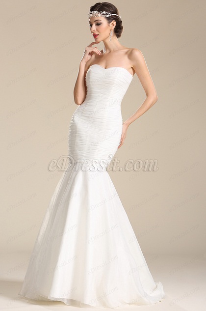 Strapless Sweetheart Trumpet Wedding Dress Bridal Gown