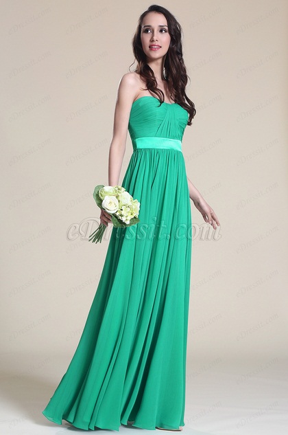 Robe demoiselle d'honneur longue verte bustier