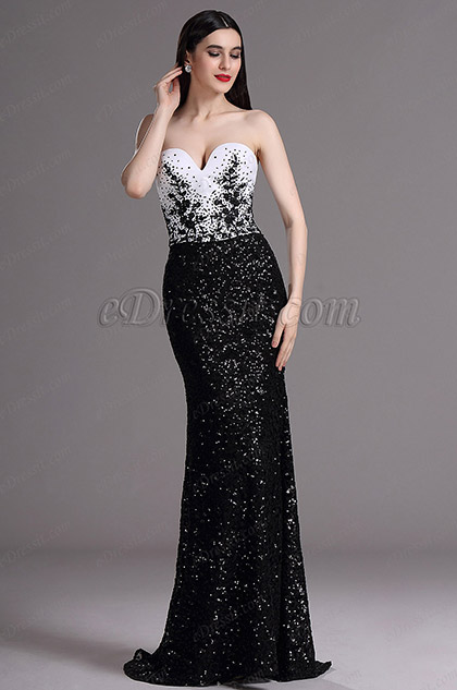 Robe de Soirée Bustier Paillettes Sirène Sexy