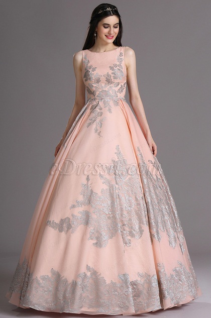 Robe Princesse Sans Manche en Dentelle Rose