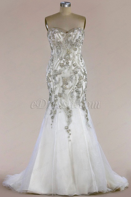 Herz Ausschnitt Tüll Perlen Brautkleid